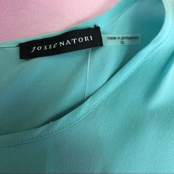 NWT Natori Size XL Teal Wrap Front Silk Tunic Top - Picture 8 of 12